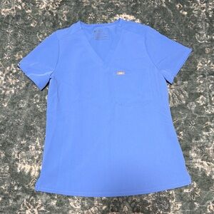 Figs Ceil Blue V-Neck Scrub Top Small